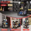 Werkplaatswagen Met 3 Planken En Zijhouder, 4 Wielen, 70,5 X 35 X 82,5 Cm, Zwart