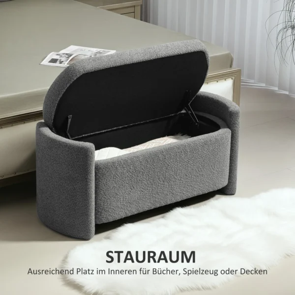 Zitbank Met Opbergruimte, Halbank, Schoenenbank, Gestoffeerd, 105 Cm X 44 Cm X 45,5 Cm. Grijs