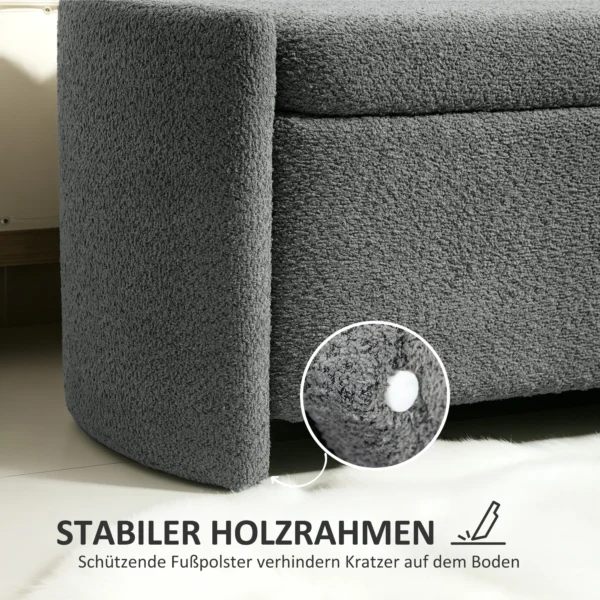 Zitbank Met Opbergruimte, Halbank, Schoenenbank, Gestoffeerd, 105 Cm X 44 Cm X 45,5 Cm. Grijs