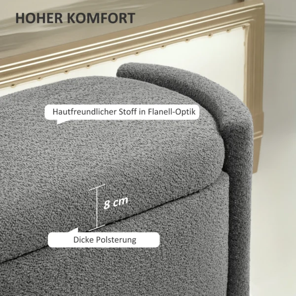 Zitbank Met Opbergruimte, Halbank, Schoenenbank, Gestoffeerd, 105 Cm X 44 Cm X 45,5 Cm. Grijs