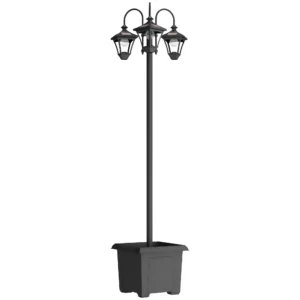 Zonnelantaarn Staande Lamp Met Bloempot 185cm Hoogte Verstelbaar Buiten Tuinlantaarn Met 3 Lampenkoppen Lichtregeling