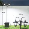 Zonnelantaarn Staande Lamp Met Bloempot 185cm Hoogte Verstelbaar Buiten Tuinlantaarn Met 3 Lampenkoppen Lichtregeling