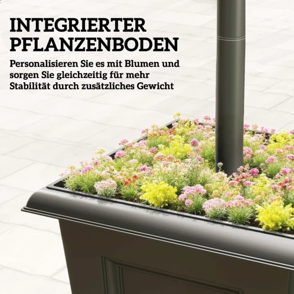 Zonnelantaarn Staande Lamp Met Bloempot 185cm Hoogte Verstelbaar Buiten Tuinlantaarn Met 3 Lampenkoppen Lichtregeling