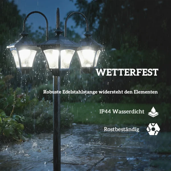 Zonnelantaarn Staande Lamp Met Bloempot 185cm Hoogte Verstelbaar Buiten Tuinlantaarn Met 3 Lampenkoppen Lichtregeling