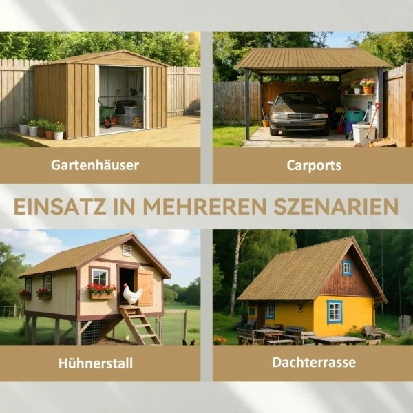 12 Stuks Trapeziumplaat 129x45cm 7m² Verzinkt Dakplaat 0,25 Mm Weerbestendig Profielplaat Natuurhout