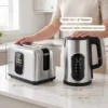 1,5 l Waterkoker, 2200 W, Met LED touchscreen, 2 sneetjes Broodrooster Met 6 Bruiningsniveaus, Zilver