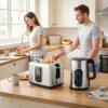 1,5 l Waterkoker, 2200 W, Met LED touchscreen, 2 sneetjes Broodrooster Met 6 Bruiningsniveaus, Zilver