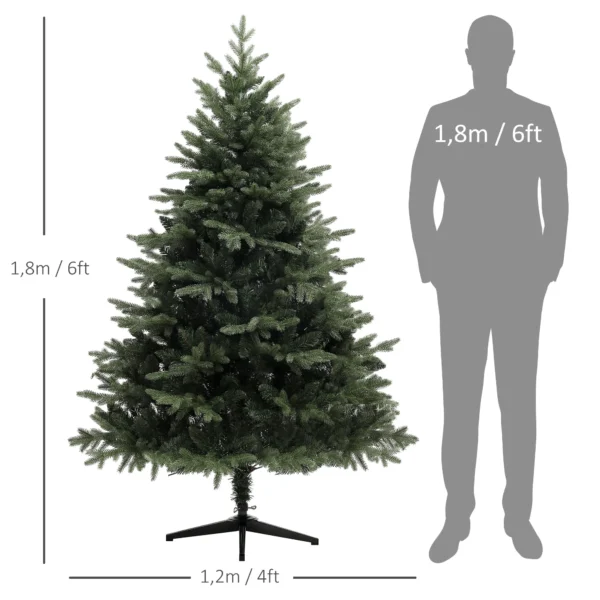 180 Cm Kunstmatige Kerstboom In Sparrenontwerp Met 1696 Takpunten En Opvouwbare Stalen Voet, Kerstboom Voor Thuis Of Kantoor, Groen