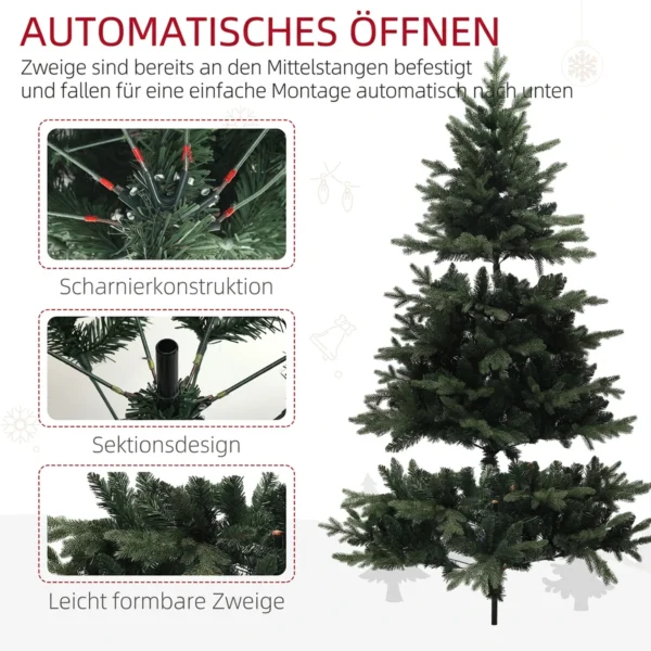 180 Cm Kunstmatige Kerstboom In Sparrenontwerp Met 1696 Takpunten En Opvouwbare Stalen Voet, Kerstboom Voor Thuis Of Kantoor, Groen
