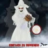 189 Cm Witte Heks Met Pompoenhoofd, Levensgrote Halloween Buitendecoratie