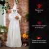 189 Cm Witte Heks Met Pompoenhoofd, Levensgrote Halloween Buitendecoratie