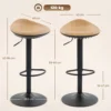 2 delige Set Barkrukken, In Hoogte Verstelbare Barstoelen Met Voetensteun, 360° Draaibaar, Stalen Basis, Eiken