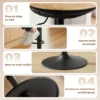 2 delige Set Barkrukken, In Hoogte Verstelbare Barstoelen Met Voetensteun, 360° Draaibaar, Stalen Basis, Eiken