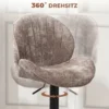 2 delige Set Barkrukken, Stoffen Bekleding, Verstelbare Zithoogte, Draaibaar, Stalen Frame, Bruin