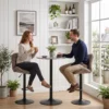 2 delige Set Barkrukken, Stoffen Bekleding, Verstelbare Zithoogte, Draaibaar, Stalen Frame, Bruin