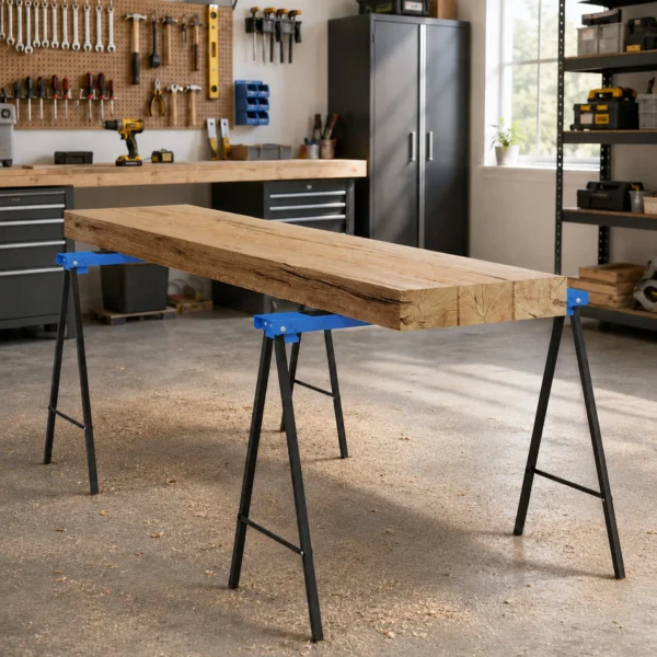 2 delige Set Werkbank, Ambachtelijke Stand, Tot 250 Kg Belastbaar, Metaal, Blauw