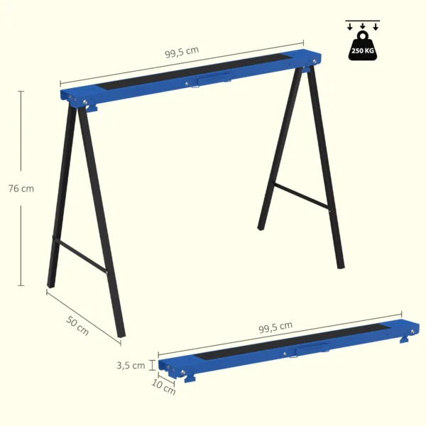 2 delige Set Werkbank, Ambachtelijke Stand, Tot 250 Kg Belastbaar, Metaal, Blauw