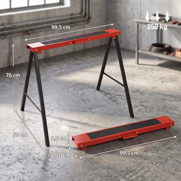 2 delige Set Werkbank, Ambachtelijke Standaard, Tot 250 Kg Belastbaar, Metaal, Rood
