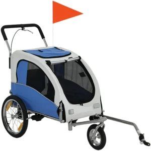 2 in 1 Hondenkar Voor Fiets Opvouwbare Hondenbuggy Voor Kleine & Middelgrote Honden Tot 20 Kg, Lichtgrijs