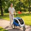 2 in 1 Hondenkar Voor Fiets Opvouwbare Hondenbuggy Voor Kleine & Middelgrote Honden Tot 20 Kg, Lichtgrijs