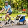 2 in 1 Hondenkar Voor Fiets Opvouwbare Hondenbuggy Voor Kleine & Middelgrote Honden Tot 20 Kg, Lichtgrijs