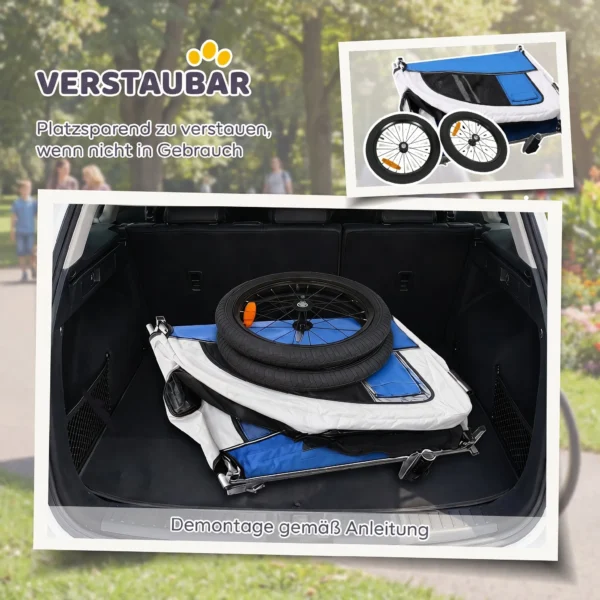 2 in 1 Hondenkar Voor Fiets Opvouwbare Hondenbuggy Voor Kleine & Middelgrote Honden Tot 20 Kg, Lichtgrijs