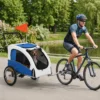 2 in 1 Hondenkar Voor Fiets Opvouwbare Hondenbuggy Voor Kleine & Middelgrote Honden Tot 20 Kg, Lichtgrijs