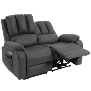 2 zits Elektrische Relaxbank Van Leathaire Met Massage En Verwarmingsfunctie, 2 Afstandsbedieningen, USB /USB C aansluitingen