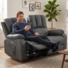 2 zits Elektrische Relaxbank Van Leathaire Met Massage En Verwarmingsfunctie, 2 Afstandsbedieningen, USB /USB C aansluitingen