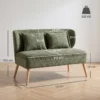 2 zitsbank, Klein Chenille Bank Met Vleugelrug, Dikke Zitting, Rubberboomhouten Voeten, Donkergroen