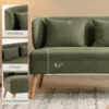 2 zitsbank, Klein Chenille Bank Met Vleugelrug, Dikke Zitting, Rubberboomhouten Voeten, Donkergroen