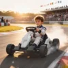 24 V Elektrische Go Kart Voor Kinderen Tot 18 Km/u Go kart Met Drift Functie, Drift Kart Met 2 Motoren Verstelbare Zitplaats Wit