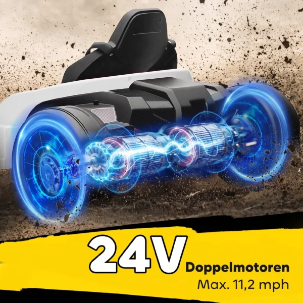 24 V Elektrische Go Kart Voor Kinderen Tot 18 Km/u Go kart Met Drift Functie, Drift Kart Met 2 Motoren Verstelbare Zitplaats Wit