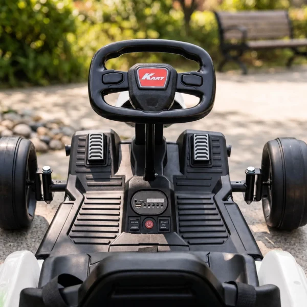 24 V Elektrische Go Kart Voor Kinderen Tot 18 Km/u Go kart Met Drift Functie, Drift Kart Met 2 Motoren Verstelbare Zitplaats Wit