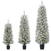 3 delige Set Besneeuwde LED kerstbomen, Smal, Met PVC takken, 90/120/150 Cm