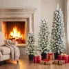 3 delige Set Besneeuwde LED kerstbomen, Smal, Met PVC takken, 90/120/150 Cm