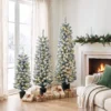 3 delige Set Besneeuwde LED kerstbomen, Smal, Met PVC takken, 90/120/150 Cm