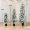 3 delige Set Besneeuwde LED kerstbomen, Smal, Met PVC takken, 90/120/150 Cm