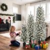 3 delige Set Besneeuwde LED kerstbomen, Smal, Met PVC takken, 90/120/150 Cm