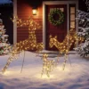 3 delige Verlichte Rendierset, Kerstdecoratie Voor Buiten Met 200 Warmwitte LED's, 8 Modi, Dagtimer