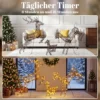 3 delige Verlichte Rendierset, Kerstdecoratie Voor Buiten Met 200 Warmwitte LED's, 8 Modi, Dagtimer
