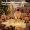 3 dlg. Verlicht Rendier En Slee set, Kerstdecoratie Gemaakt Van Polyrattan Met LEDs, 8 Modi, Timer