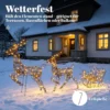 3 dlg. Verlicht Rendier En Slee set, Kerstdecoratie Gemaakt Van Polyrattan Met LEDs, 8 Modi, Timer