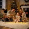 3 dlg. Verlicht Rendier En Slee set, Kerstdecoratie Gemaakt Van Polyrattan Met LEDs, 8 Modi, Timer