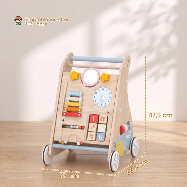 3 in 1 Baby Loopwagen Loopondersteuning Met Afneembaar Dubbelzijdig Activiteitenbord, Tas En Wielen Voor 1 3 Jaar