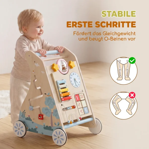 3 in 1 Baby Loopwagen Loopondersteuning Met Afneembaar Dubbelzijdig Activiteitenbord, Tas En Wielen Voor 1 3 Jaar