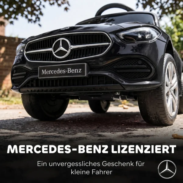 3 in 1 Glijauto Met Duwstang Mercedes Benz Glijvoertuig Met Stuurwiel Claxon Muziek Dak Opbergruimte Onder De Zitting Zwart