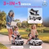 3 in 1 Glijauto Met Duwstang Mercedes Benz Glijvoertuig Met Stuurwiel Claxon Muziek Dak Zitopbergruimte Wit