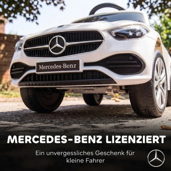 3 in 1 Glijauto Met Duwstang Mercedes Benz Glijvoertuig Met Stuurwiel Claxon Muziek Dak Zitopbergruimte Wit