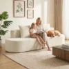3 zitsbank, Modulair Cloud bank Zonder Vaste Frame, Brede & Diepe Zitoppervlakte, Veerpolstering, Koordbekleding, Beige